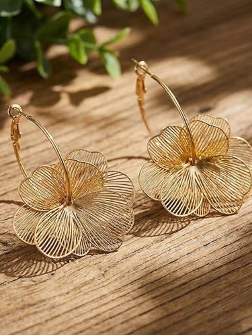 3D Floral Dangle Earrings Boho Statement Flower Drop Hoop Earrings